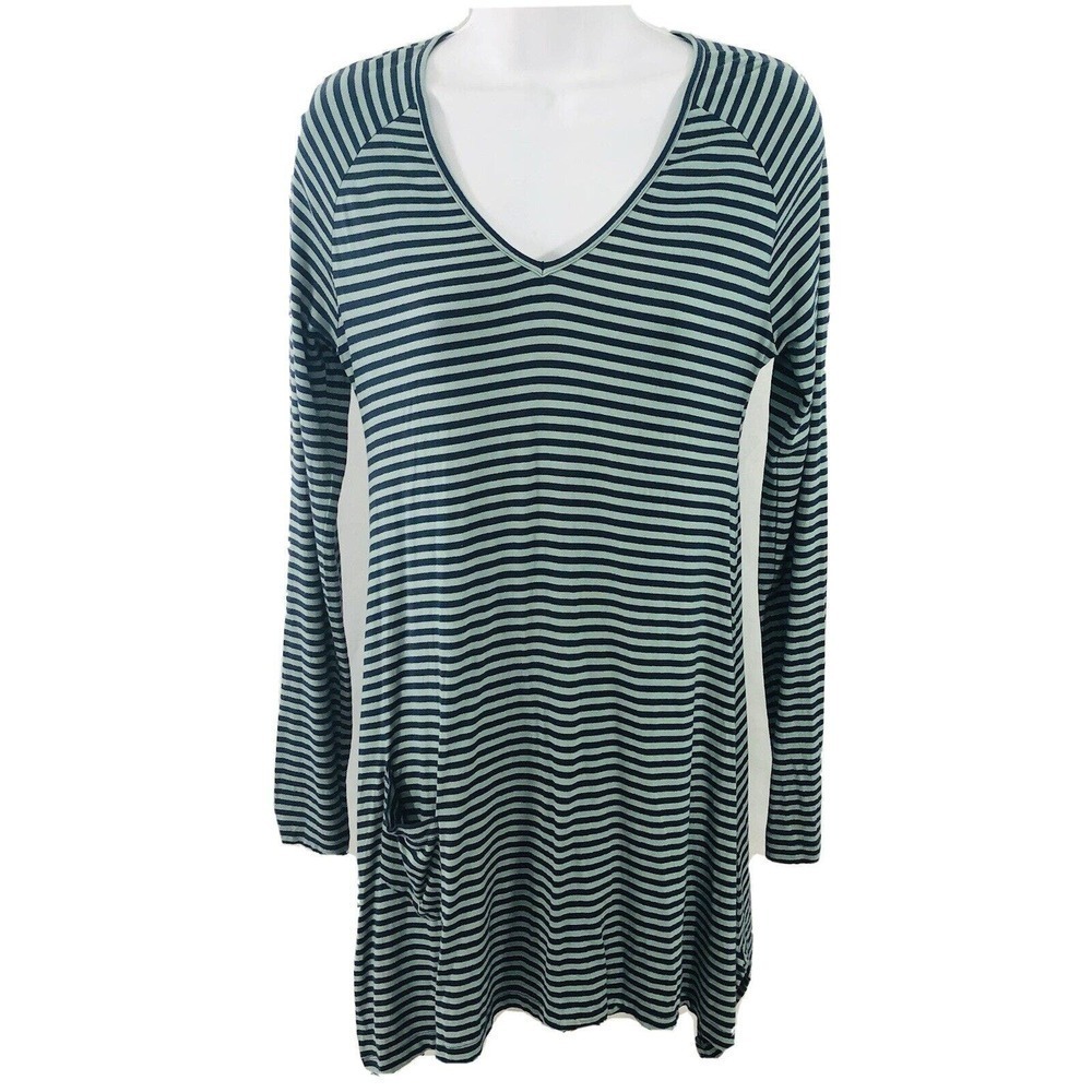 Soft Surroundings Shark Bite Hem Striped Tunic Sz XS Viscose Spandex Stretch EUC